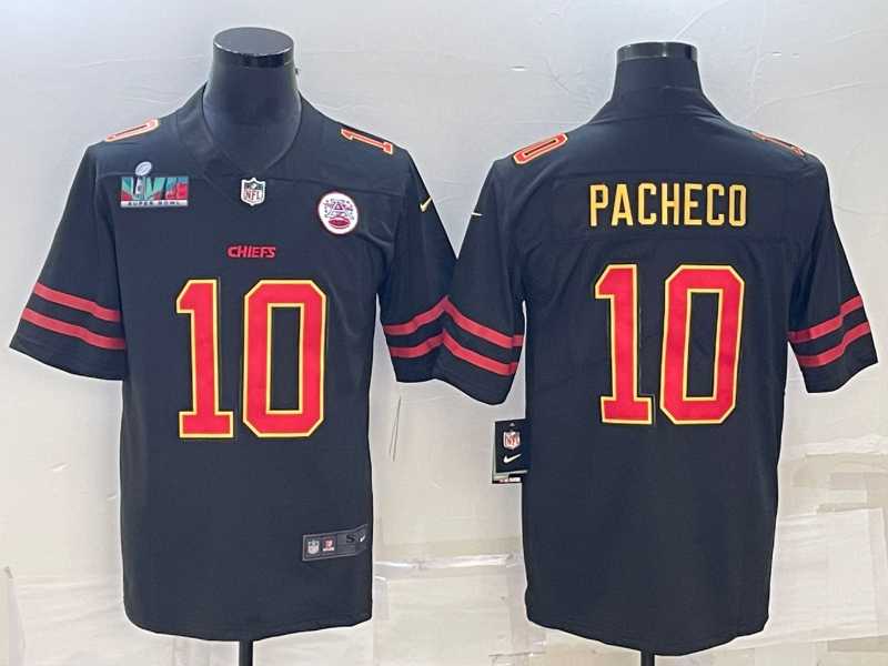 Mens Kansas City Chiefs #10 Isiah Pacheco Black Red Gold Super Bowl LVII Patch Vapor Untouchable Limited Stitched Jersey->kansas city chiefs->NFL Jersey
